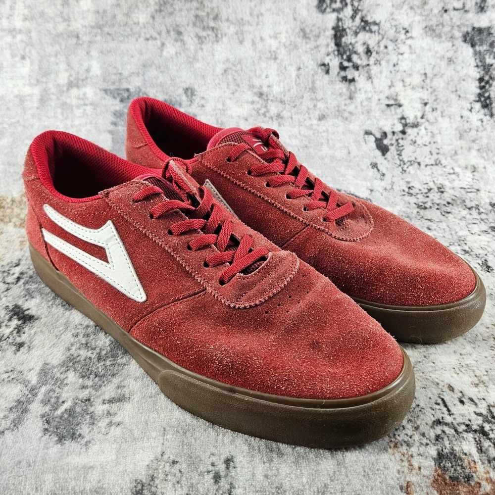 Lakai Shoes Mens 11 Manchester Red Suede Skate Sneakers Low Top‎